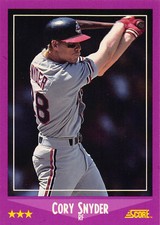 Cory Snyder 1988 Score 92  Cleveland Indians  Baseball Card