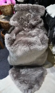 Super Thick & Soft  A Double Length Warm Mushroom Grey Australian Sheepskin Rug - Picture 1 of 9