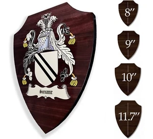 Coat of Arms Shield Plaque, Heraldry, Family/City/Company/Establishment. Wooden - Picture 1 of 12