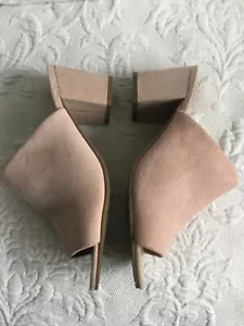Kenneth Cole Reaction 7,5 M Maas-Tor Miad Rouge Wildleder Leder Peeptoe Pantoletten Absatz - Bild 1 von 8