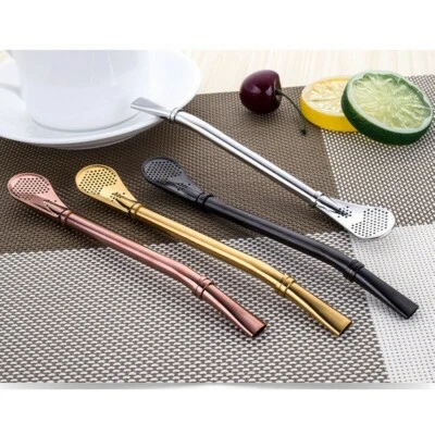 1x Stainless Steel Drinking Straw Cocktail Bar Coffee Stirrer Mixer Stick Spoon - Image 1 of 4