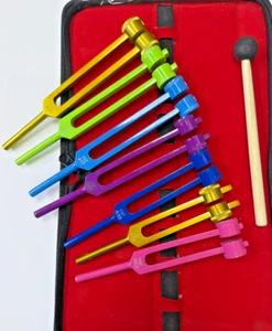 Gewichtete farbige Stimmgabel 7er Set - DNA, Schwingungstherapie für Geist & Körper - Bild 1 von 8