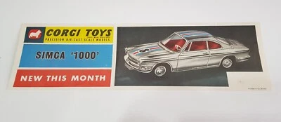 Rare 1960's Corgi Toys 'Simca 1000' Promotional Window Streamer Superb Mint - Image 1 of 4