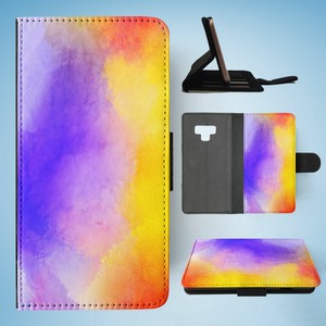 SAMSUNG GALAXY NOTE 9 FLIP CASE WALLET COVER|ORANGE PURPLE WATERCOLOR 82