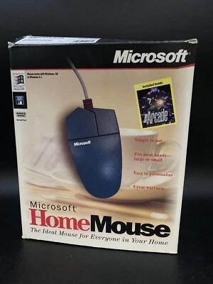 Microsoft Home Mouse 9-Pin Serial Port In Box W/ Disk Opened Box Vintage - Image 1 of 4
