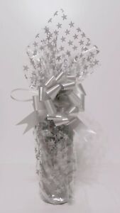 Wine Champagne Bottle Christmas Cellophane Gift Wrapping Kit Small Silver Stars