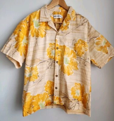 Camisa Jams World Talla L Para Hombre Estampado Floral Abotonada 100% Algodón Gorrión Marrón Foto 1 de 4