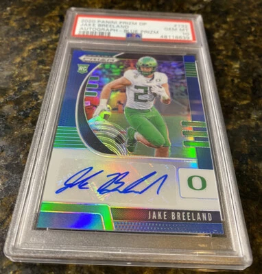 2020 Prizm BLUE  REFRACTOR AUTO ~ JAKE BREELAND RC ROOKIE PSA 10 GEM POP 1 - Image 1 of 4