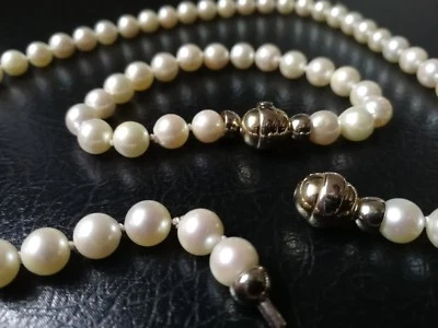 Perlenkette und Perlenarmband 585 gold - Bild 1 von 3