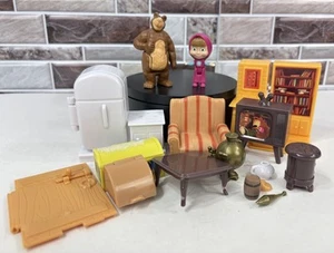 Masha and the Bear House Playset Furniture Figure Lot TV Fridge Fireplace Toys - Picture 1 of 12