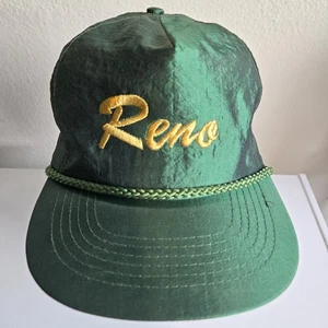 Vintage Reno Hut Herren grün gold Nylon Seil Retro verstellbar - Bild 1 von 6