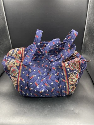 Retired 1995 Vera Bradley Golf Themed Quilted Duffel Bag Blue Double Straps - Image 1 of 4