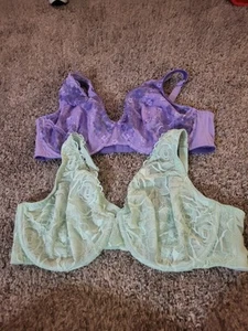 (2) Cacique Womens Bra 42DD Full Coverage Unlined Lace Underwire Adjustable - Picture 1 of 6
