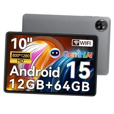  Tablet 10 inch Android 15,2025 AI Tablet, 4GB RAM 64GB ROM 1TB Gray - Image 1 of 4