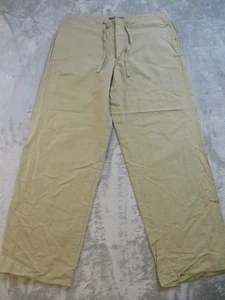 Banana Republic Linen Pants Mens 34 Beige Dungarees Golf Drawstring Flat 34x30 - Picture 1 of 14