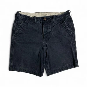 Abercrombie & Fitch Chino Shorts Mens 32 Blue Preppy Button Fly - Picture 1 of 7