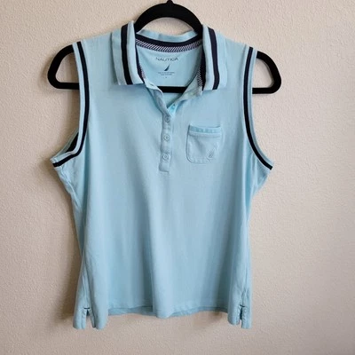 Polo Nautica sin mangas azul/azul marino para niñas con bolsillo talla grande Foto 1 de 4