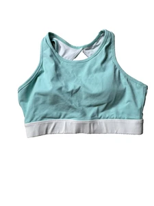 NVGTN Sports Bra Womens Medium Blue White Racerback Activewear Padded Gym Top - Picture 1 of 4