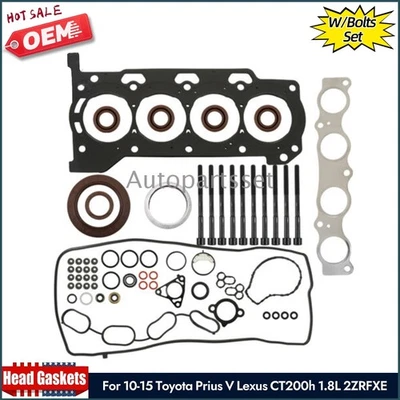 Head Gasket With Bolts Set For 2010-2015 Toyota Prius V Lexus CT200h 1.8L 2ZRFXE — 第 1/4 张图片