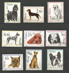 chien de race Pologne 1963 Y&TN°1232/1240 une série de 9 timbres oblitérés/T5174 - Picture 1 of 1