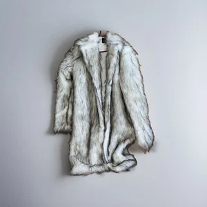 CHAQUETA QIYE BLANCA PIEL SINTÉTICA GLAM PELUDA MUJER TALLA GRANDE RARA - Imagen 1 de 6