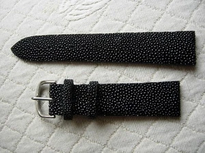 17 mm ECHTES NATÜRLICHES GALUCHAT ARMBAND SCHWARZ UNGEWÖHNLICHE MASERUNG AUSSERGEWÖHNLICH - Bild 1 von 14