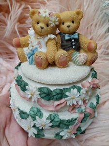 Cherished Teddies 1998 Wedding Bear Animated Music Box Works Top Spins Musical - Picture 1 of 16