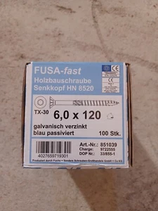 Holzbauschrauben mit Senkkopf 6,0 x 120 Spanplattenschrauben verzinkt 100 Stück - Bild 1 von 2