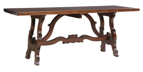 ANTIQUE SPANISH BAROQUE STYLE DINING TRESTLE TABLE 78L CARVED ORNATE FARMHOUSE Cover