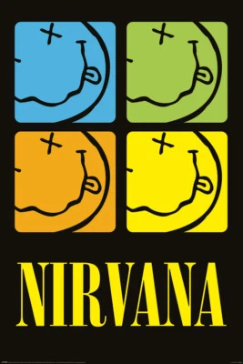 MOVIE POSTERS USA Nirvana - Music Poster (4 Colored Smiley Squares - Logo) (Size: 24" x 36")