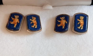 1994 Halcyon Days Enamel Cufflinks Sterling Silver Blue Enamel Teddy Bears - Picture 1 of 8