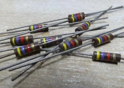 10x 4.7k ohm 1/2W carbon composition resistor Vitrohm 104-1 0.5W 472 4k7