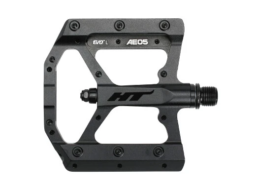 HT Components Stealth Black Flat Pedal AE05 Evo+ Mountain Bike MTB Pair 9/16" - Image 1 of 1
