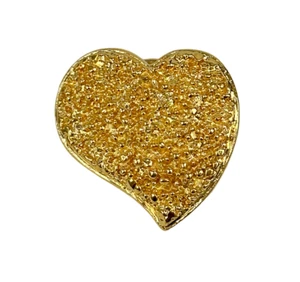YSL Yves Saint Laurent Heart Brooch Gold Pleated 80s Lapel Tack Pin VINTAGE - Picture 1 of 9