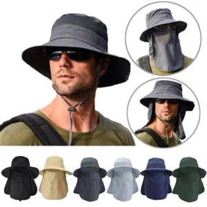 Fishing Hat Sun Protection Outdoor Wide Brim Hat with Mesh Face Neck Flap Cover - Picture 1 of 16