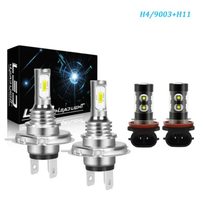 For Toyota Yaris 4Dr Sedan 2007-2021 LED Headlights + Fog Light Bulbs White - Image 1 of 4
