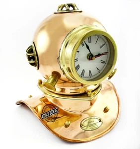 Vintage einzigartige Regaluhren Taucher Taucherhelm Kupfer poliert Mantel antike Uhr - Bild 1 von 4