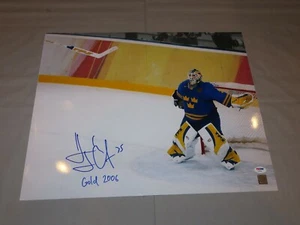 Henrik Lundqvist Signed Team Sweden 16x20 Photo 2006 Gold Auto PSA/DNA COA 1A - Picture 1 of 7