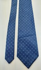 Thomas Nash Mens Tie Navy Blue Geometric Pattern Polyester Necktie 