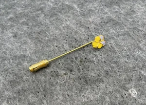 Blau & gelbe Blume goldfarbene Stecknadel Mode Brosche unbeschriftet - Bild 1 von 2