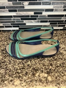 Crocs Isabella Huarache Blue Gray Shoes Women's Size 10 - Picture 1 of 5