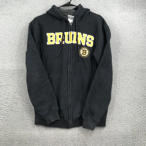 NHL Sweater Adult Small Black Boston Bruins Full Zip Hoodie Mens 29441 Cover