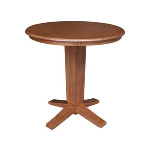 International Concepts Pedestal Dining Table 36" L, Distressed Oak Solid Wood - Picture 1 of 7