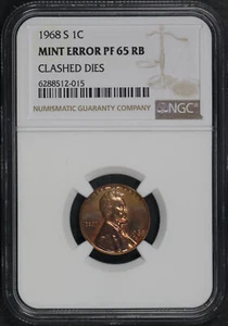 1968-S Lincoln Memorial Cent NGC PF-65 Mint Error Clashed Dies - Picture 1 of 2