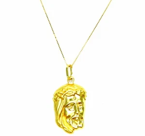 COLLANA ORO GIALLO 18KT catenina veneta CIONDOLO  viso - volto  di  Cristo  - Imagen 1 de 4