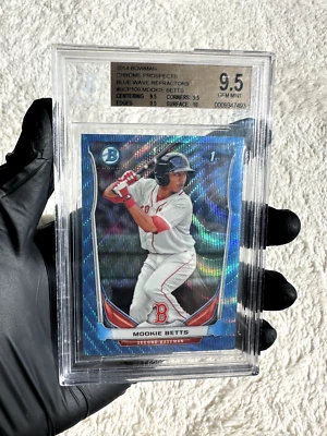 Bowman Prospects Mookie Betts 2014 cromo refractor de onda azul BGS 9,5 gema como nuevo Foto 1 de 2