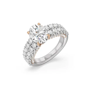 14k Gold Multi Tone Diamond Ring 3.75 Carat IGI Certified Oval Cut Lab Created - Picture 1 of 8