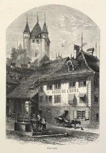 Thun in the canton of Bern in Switzerland woodcut print 1875 book illustration - Picture 1 of 3