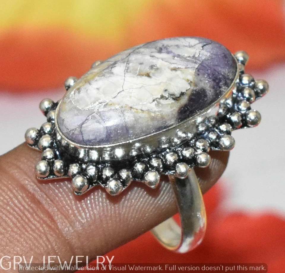 Porcelain Jasper Gemstone Ring 925 Sterling Silver Overlay Us Size 8" U300-F181 - Image 1 of 1