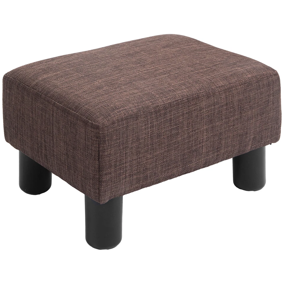 Footstool Ottoman Cube Brown Polyester Plywood Plastic 40cm x 30cm x 24cm Wood - Image 1 of 4